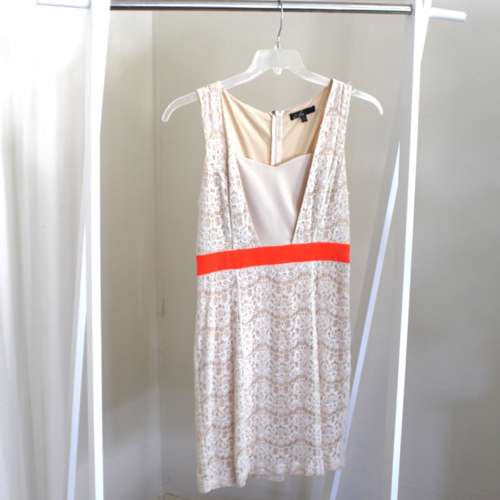 C. Luce Cream Lace Cocktail Dress